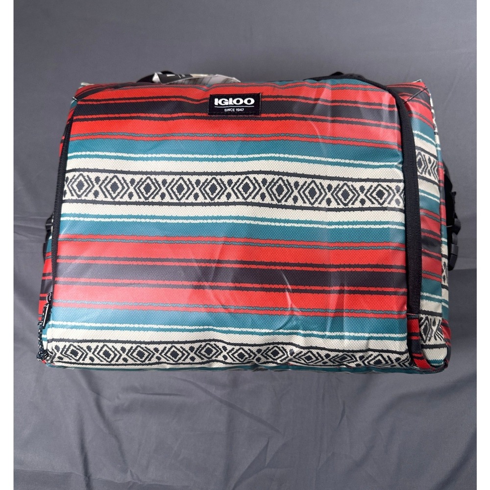Igloo MaxCold 36 Can Snapdown Cooler Bag Red Blanket Stripe Southwestern Pattern